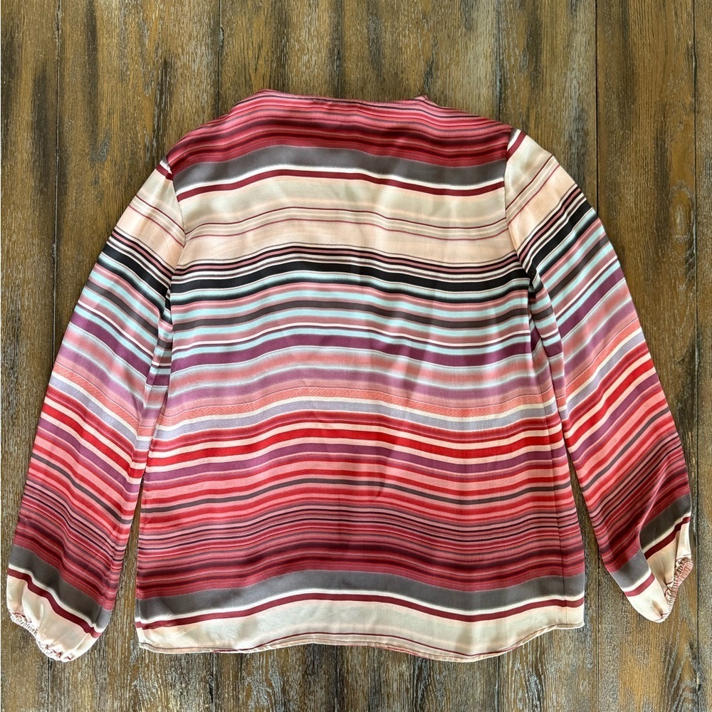 Michael Stars Women’s Multi-striped Silk Blouse Top Size M - Picture 2 of 8